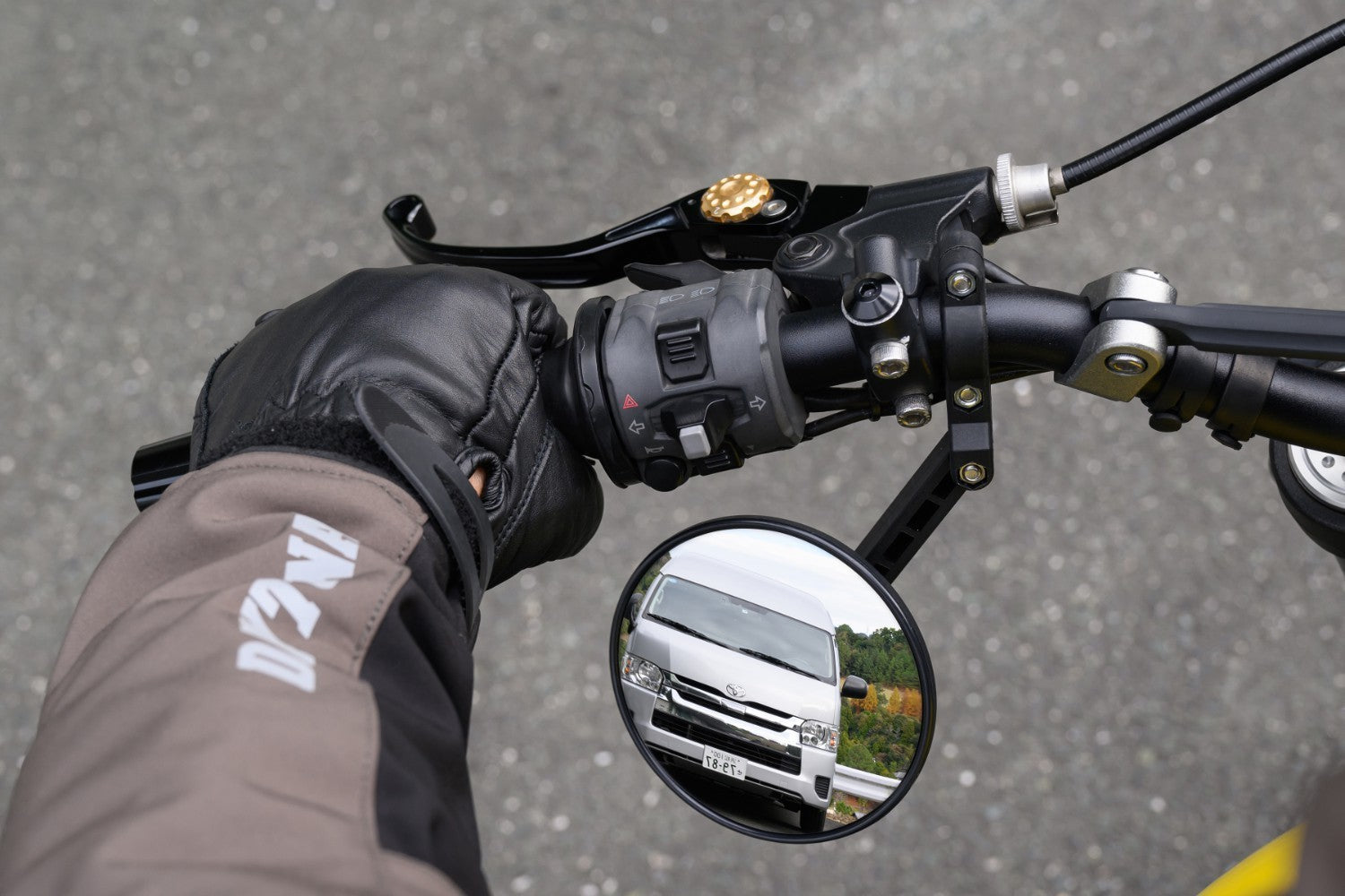 Daytona "D-MIRROR-18" ABS Nylon Handle Bar Clamp Mirror Black - Shop name