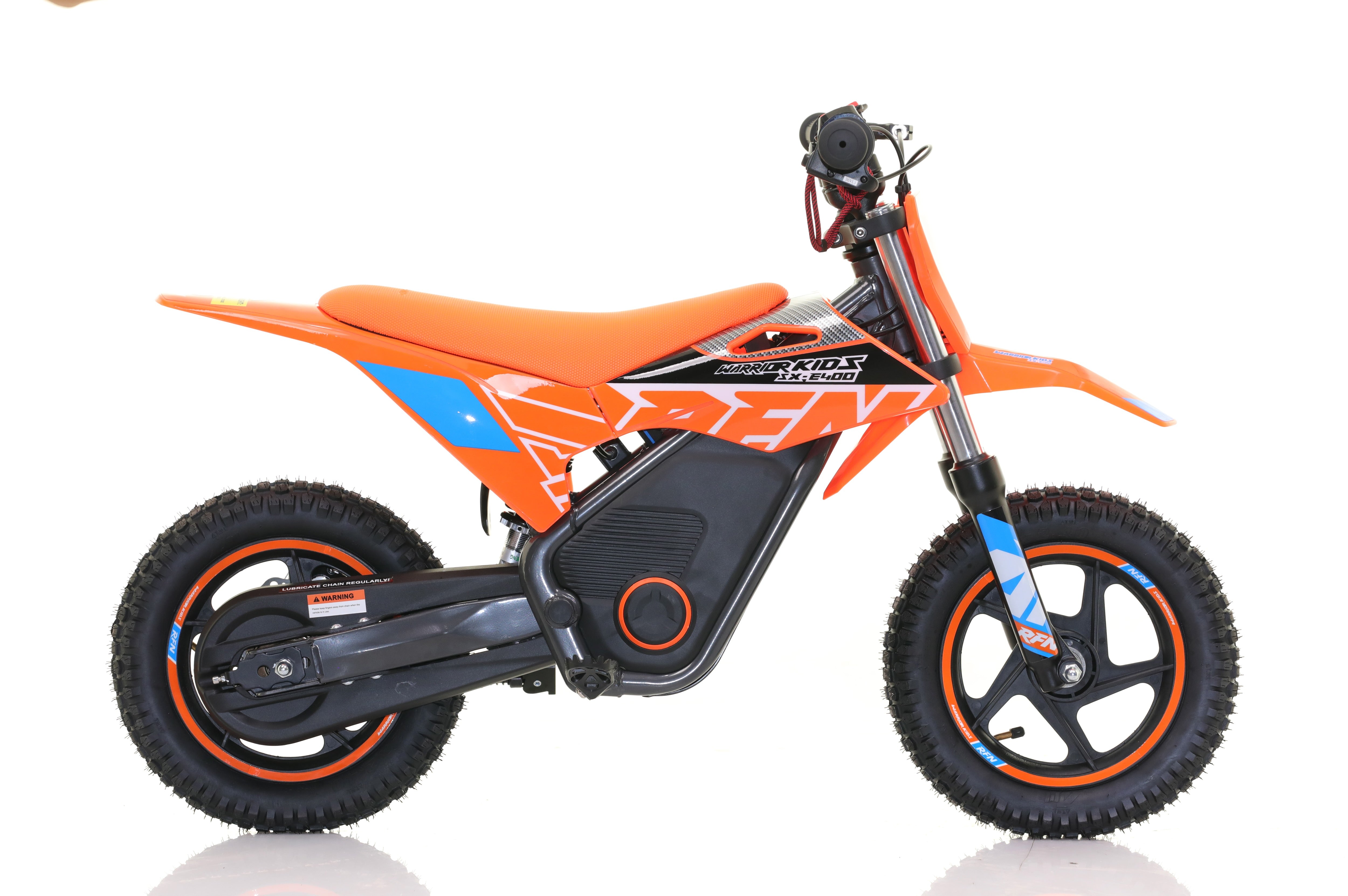 RFN Warrior SX-E400 12-inch Kids Electric MX Bike | Orange/Blue