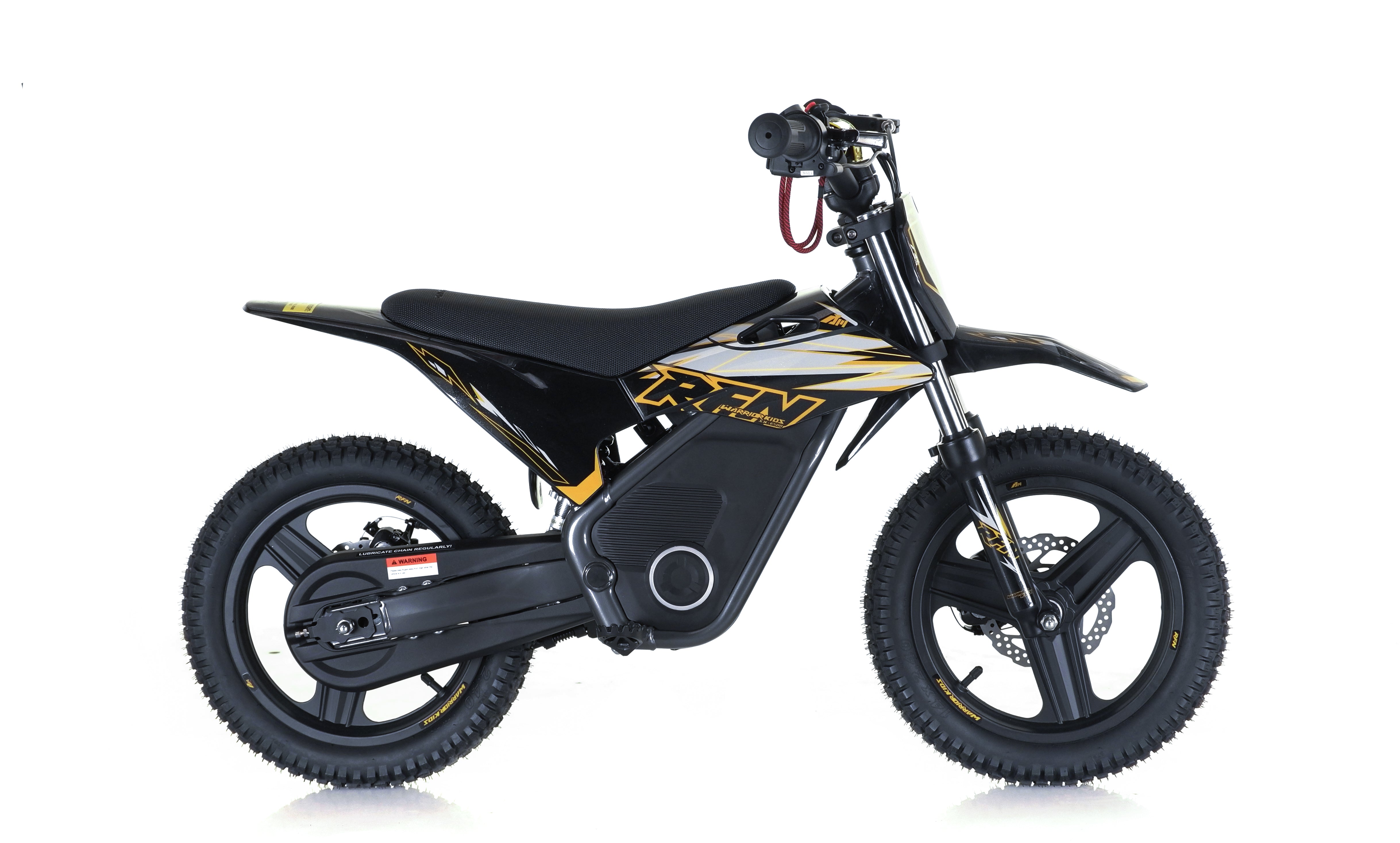 RFN Warrior SX-E500 14-inch Kids Electric MX Bike | Black/Gold