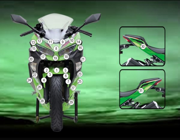 Eazi-Grip Stone Chip Protection Kit | Clear - Gloss | Kawasaki Ninja 400 2023>Current - Shop name