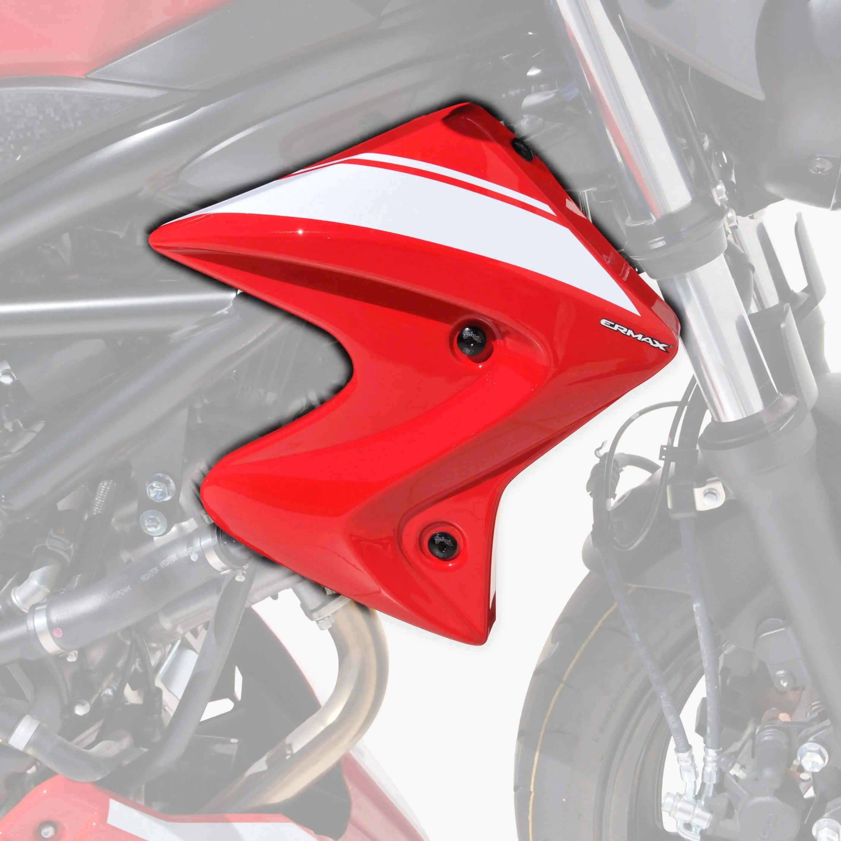 Ermax Radiator Cheeks | Metallic Red/Metallic White (Mirage Red/Glacier White) | Suzuki SV650 2016>2018 - Shop name