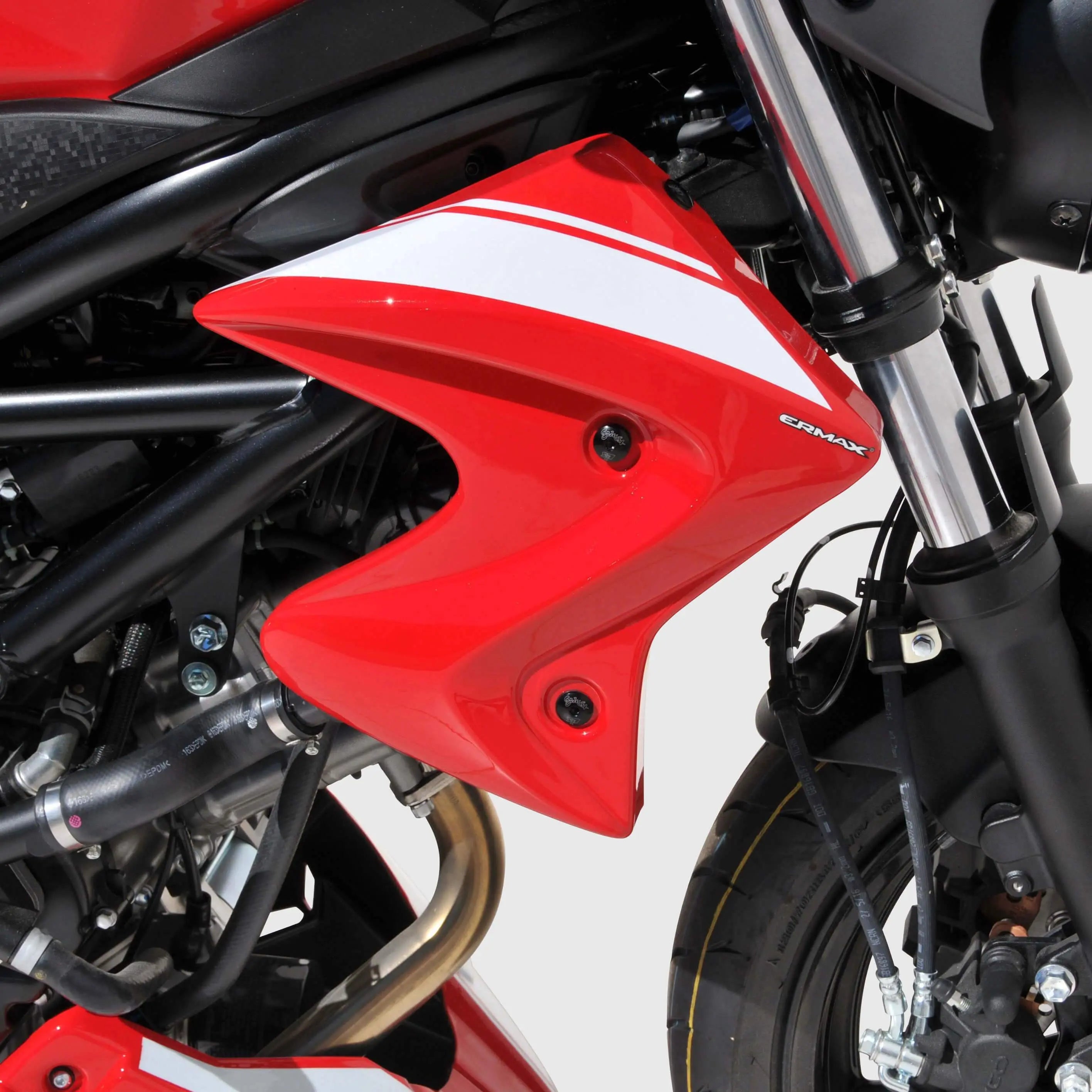 Ermax Radiator Cheeks | Metallic Red/Metallic White (Mirage Red/Glacier White) | Suzuki SV650 2016>2018 - Shop name