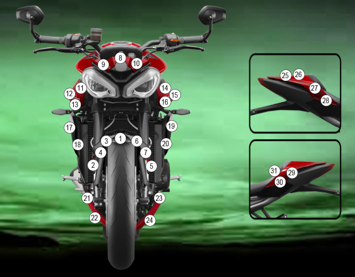 Eazi-Grip Stone Chip Protection Kit | Clear - Matte | Triumph Street Triple 765 2023>Current