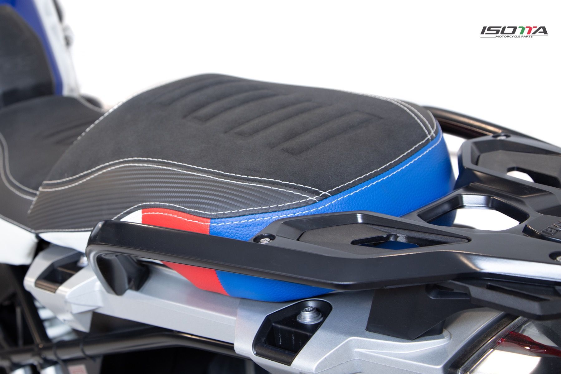 Isotta Comfort Pillion Seat | Black/White/Red/Blue - HP | BMW R 1200 GS 2013>2019 - Shop name
