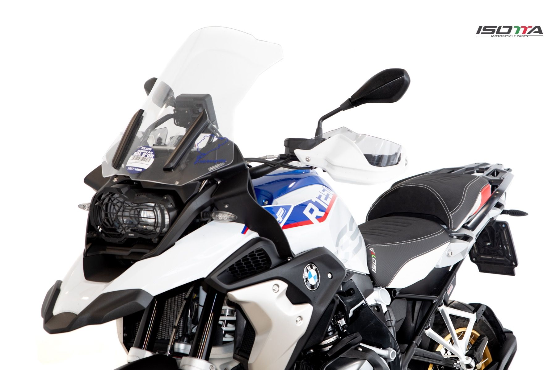 Isotta Comfort Riders Seat | Black/White/Red/Blue - HP | BMW R 1250 GS incl. Adventure 2019>2023 - Shop name