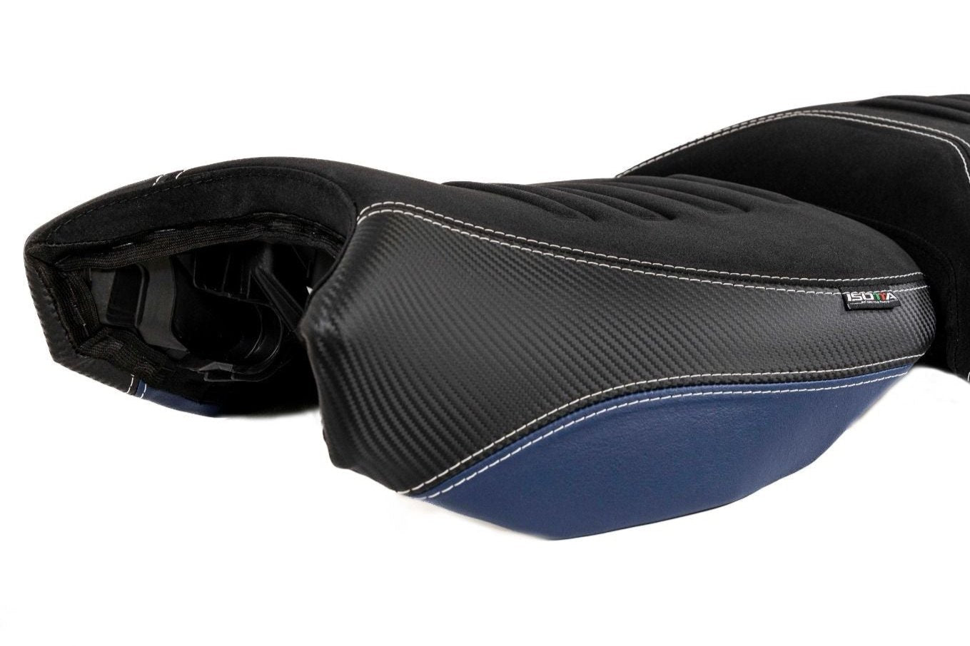 Isotta Comfort Riders Seat with Prostate Channel | Black/Blue/Red - Trophy | BMW R 1250 GS incl. Adventure 2019>2023 - Shop name