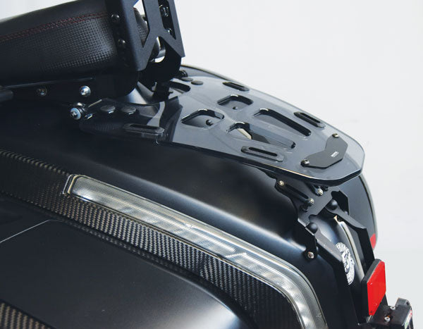 Isotta Tilting Luggage Rack - Plexiglass | Clear | Moto Guzzi MGX 21 2016>2020 - Shop name