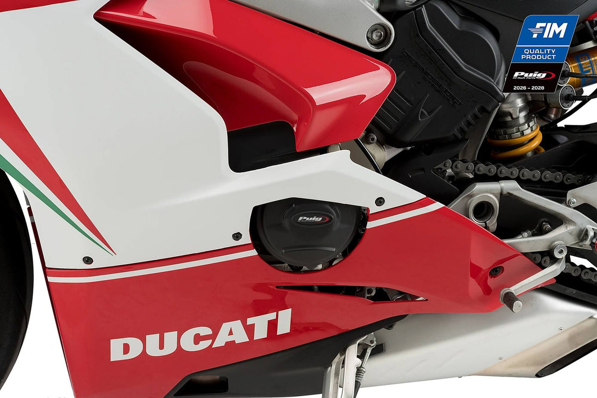 Puig Engine Covers Track for Championship | Black | Ducati Panigale V4/SP2/V4R/V4S - Pyramid Motorcycle Accessories