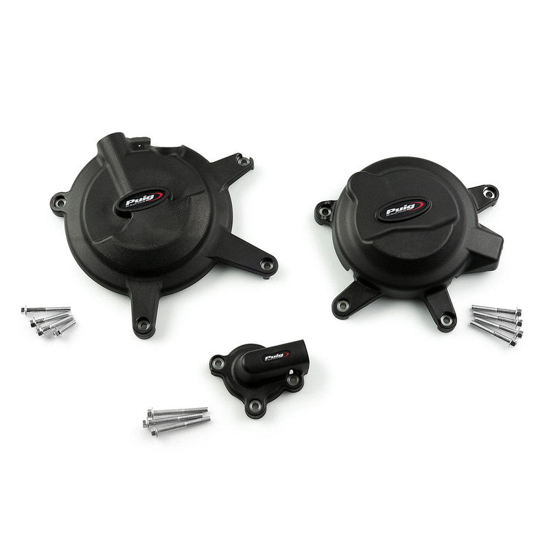 Puig KIT 3 Engine Covers Track | Black | Kawasaki Ninja 400 2018>2024