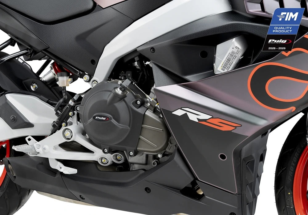 Puig KIT 2 Engine Covers Track for Championship | Black | Aprilia RS 457 2024>2026