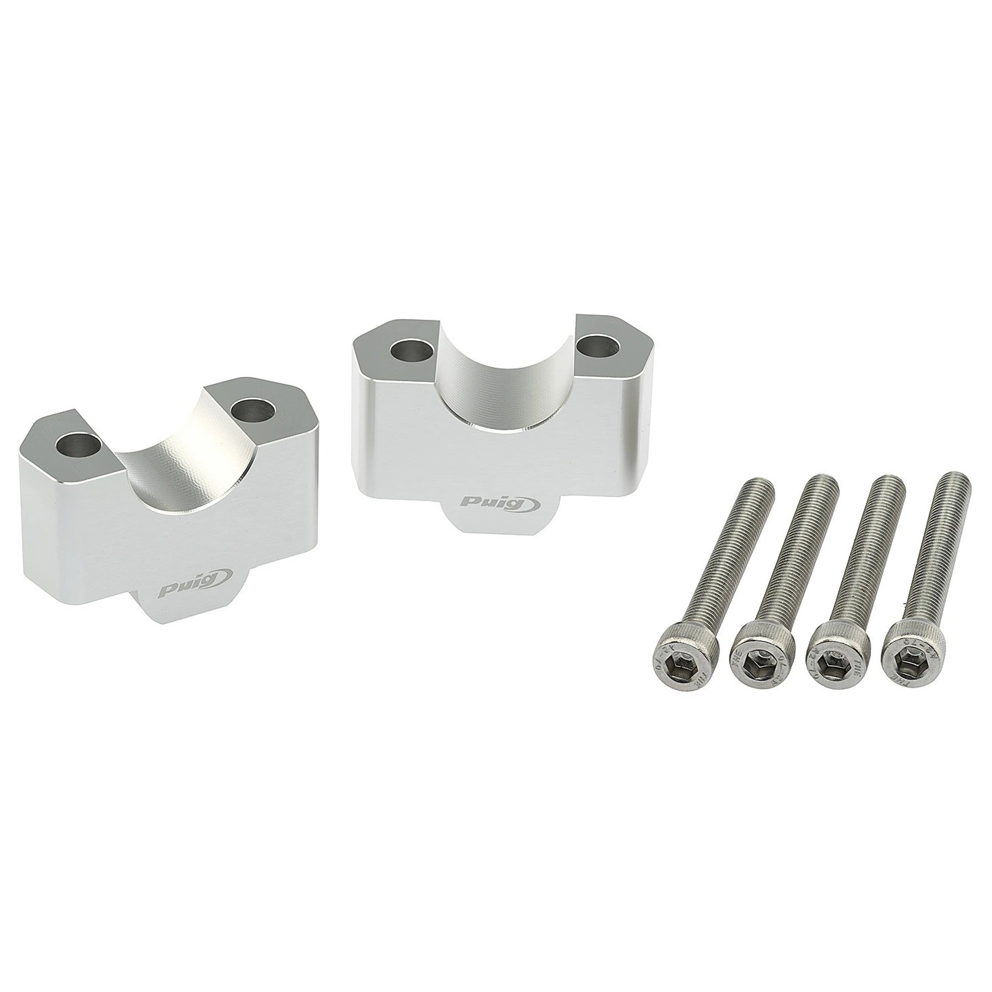 Puig Handlebar Risers - 30mm Rise | Silver | Voge DS900X 2024>2025 - Pyramid Motorcycle Accessories