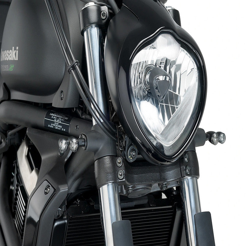 Puig Front Fork Supports Set For Puig Front Turn Signals | Black | Kawasaki Vulcan S/Cafe