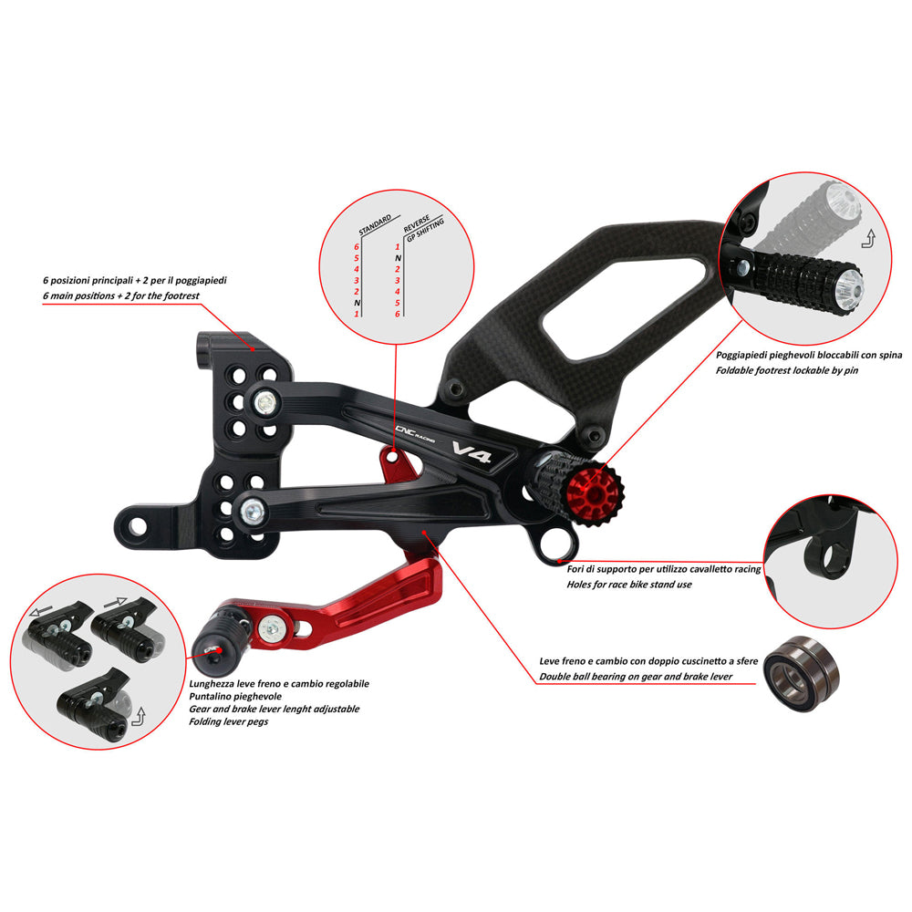 CNC Racing Adjustable Rear Sets RPS Carbon for Ducati Panigale V4 - Shop name