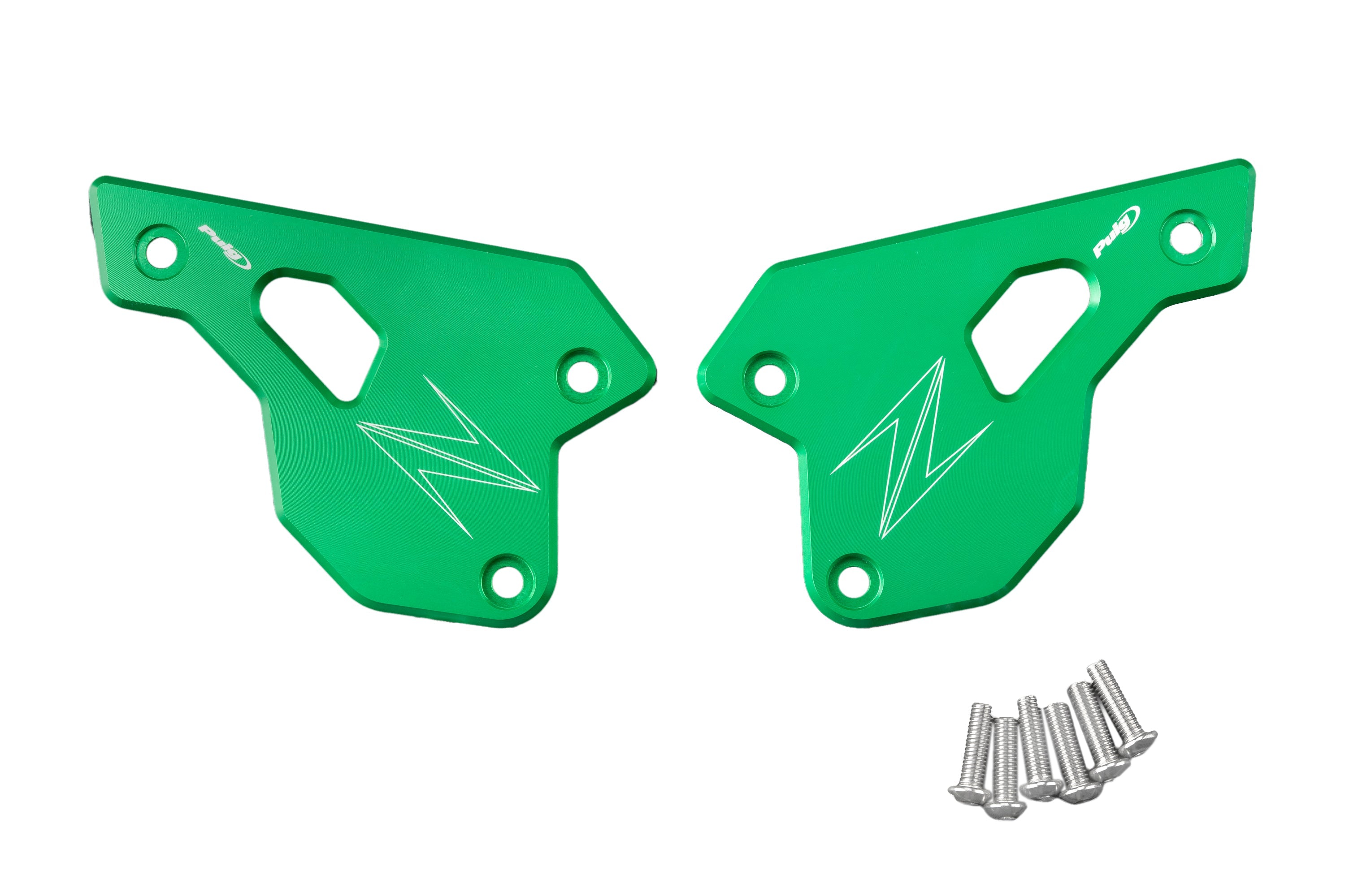 Puig Aluminium Heel Plates | Green | Kawasaki Z900/SE 2023>Current - Shop name