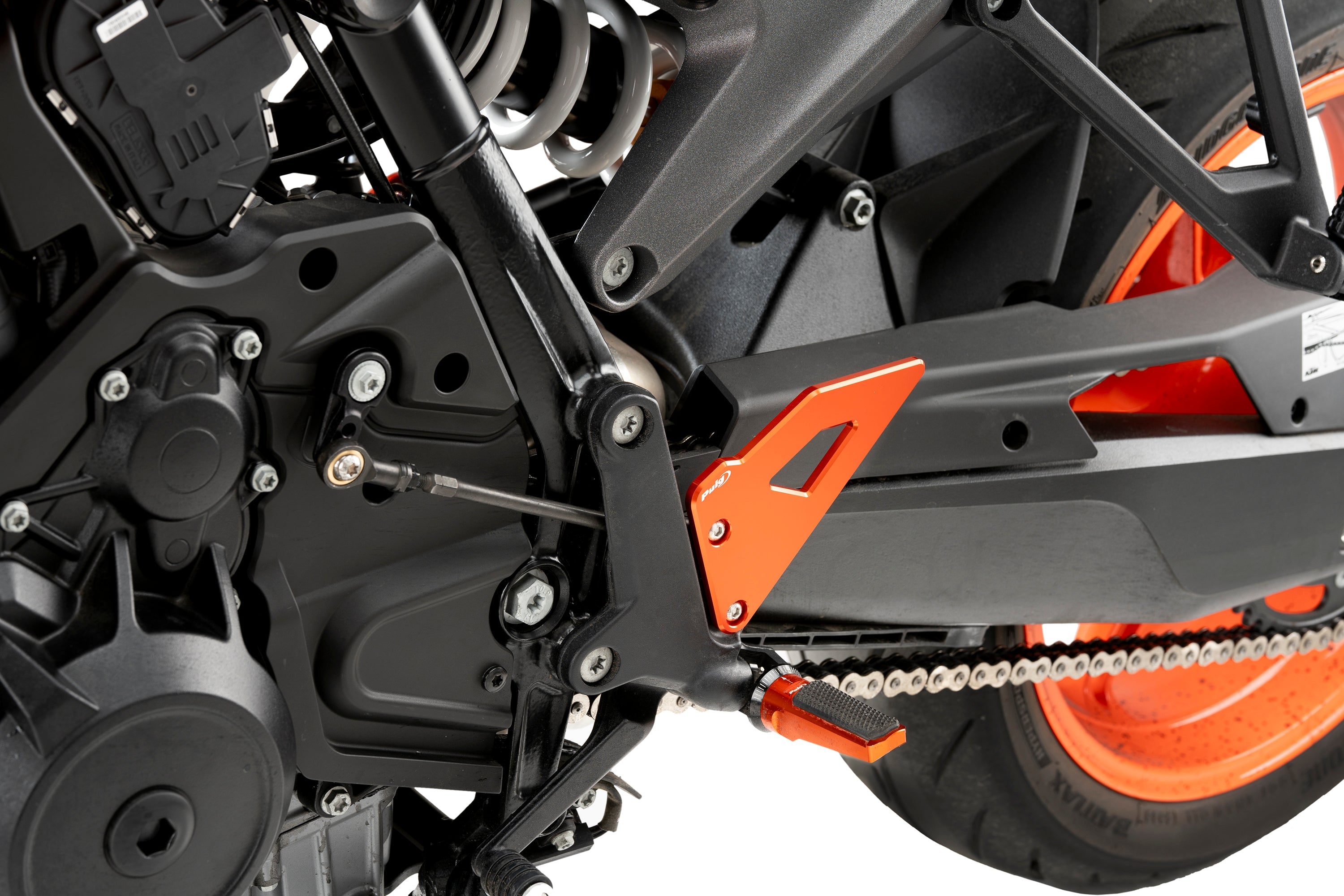 Puig Aluminium Heel Plates | Orange | KTM 990 Duke/R 2024>Currentย -ย Shop name