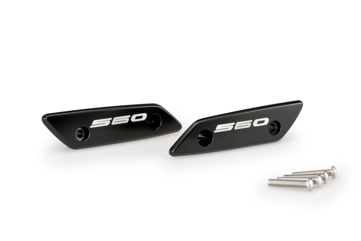 Puig Aluminium Mirror Caps | Black | Yamaha TMAX 560 2022>Current - Shop name
