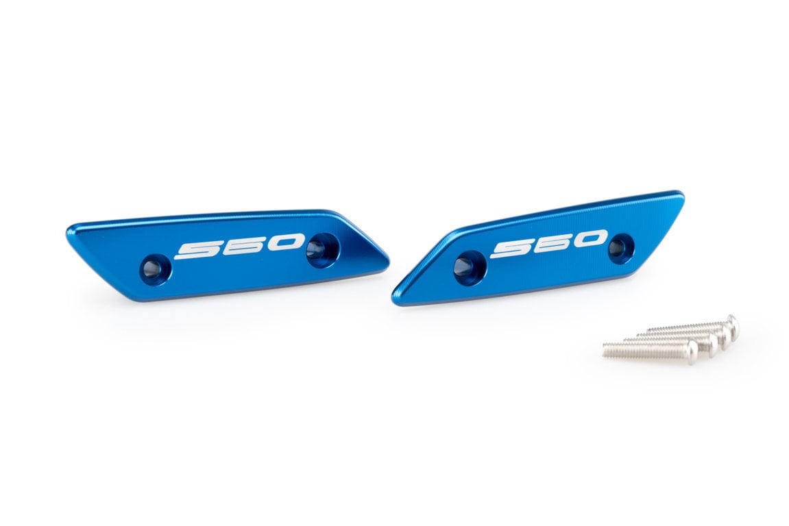 Puig Aluminium Mirror Caps | Blue | Yamaha TMAX 560 2022>Current - Shop name
