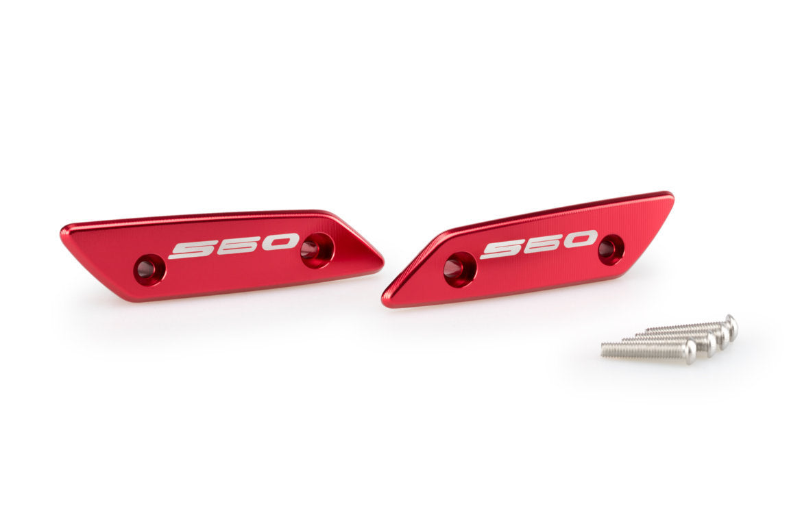 Puig Aluminium Mirror Caps | Red | Yamaha TMAX 560 2022>Current - Shop name