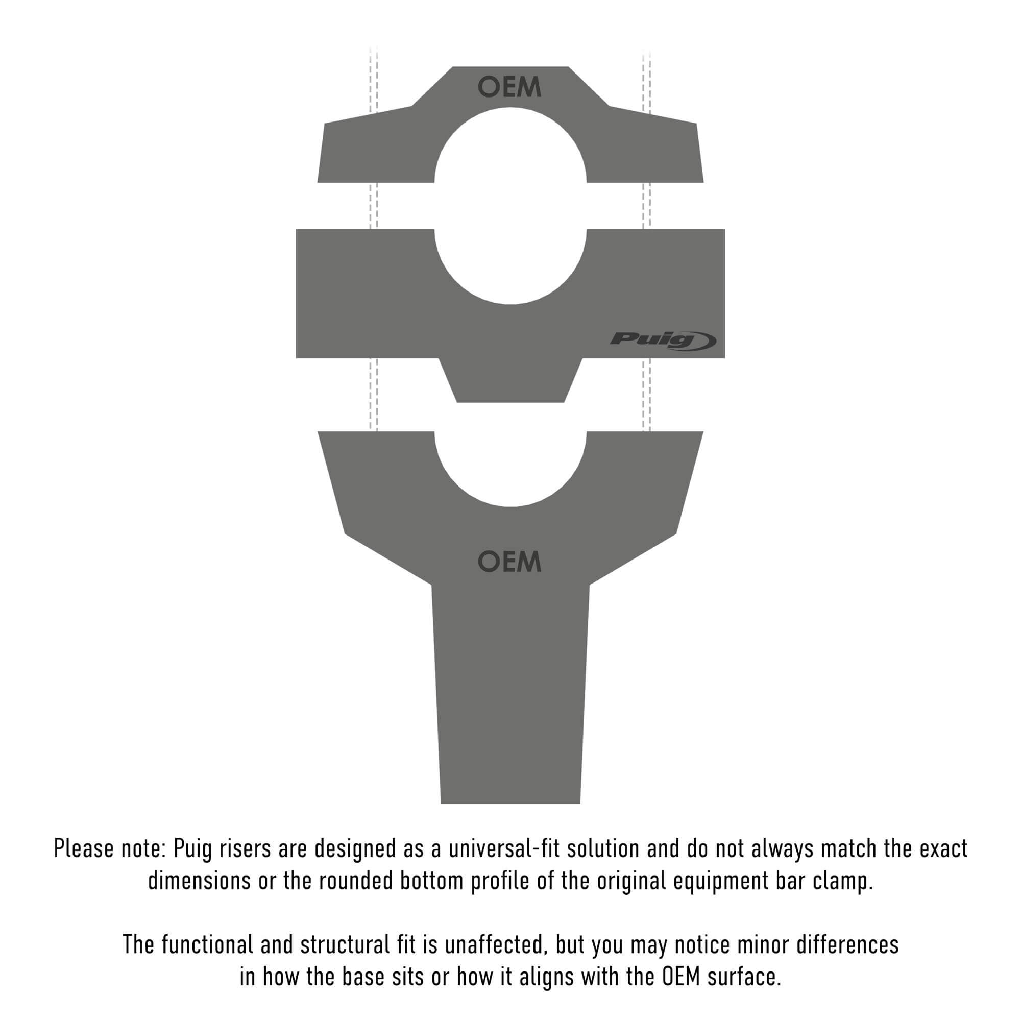 Puig Handlebar Risers - 20mm Rise | Black | Yamaha XSR 125 2021>CurrentΒ -Β Β Pyramid Motorcycle Accessories