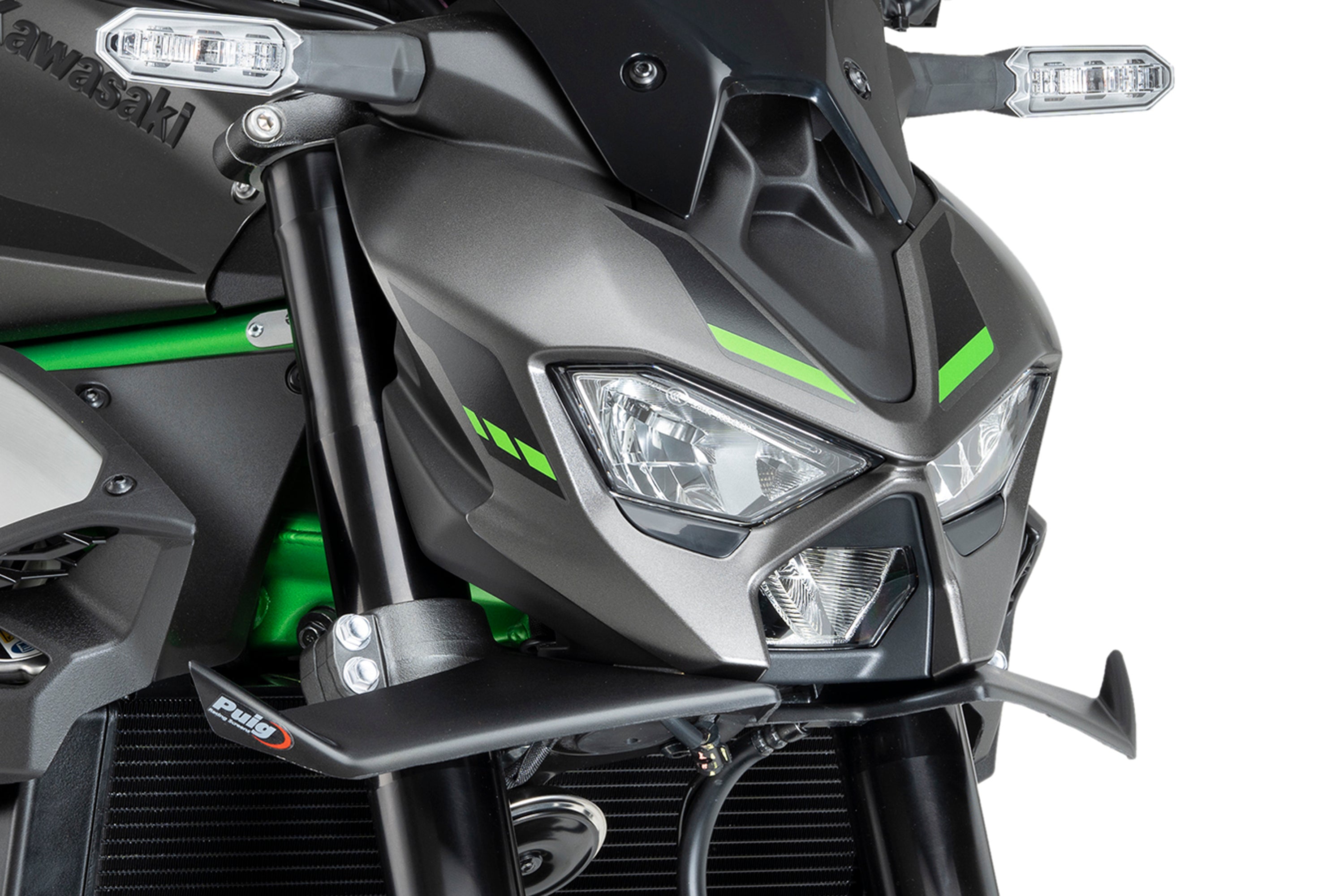 波止 LONG 900 Puig D12 Side Downforce Wings | Gloss Black | Kawasaki Z900/SE 2025>Cu