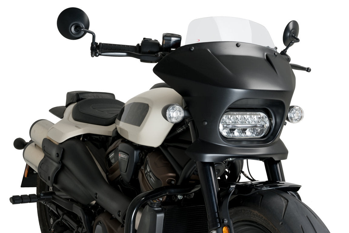 Puig Fury Touring Semifairing | Matte Black/Clear | Harley Davidson Sportster S (RH1250S) 2021>Current - Shop name