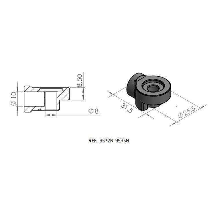 Puig Mirror Adaptor Right Side | Black | BMW R nineT Racer 2017>2024 - Shop name