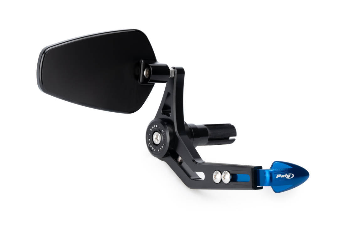 Puig Pro Brake Lever Protector with Mirror | Black/Blue - Shop name