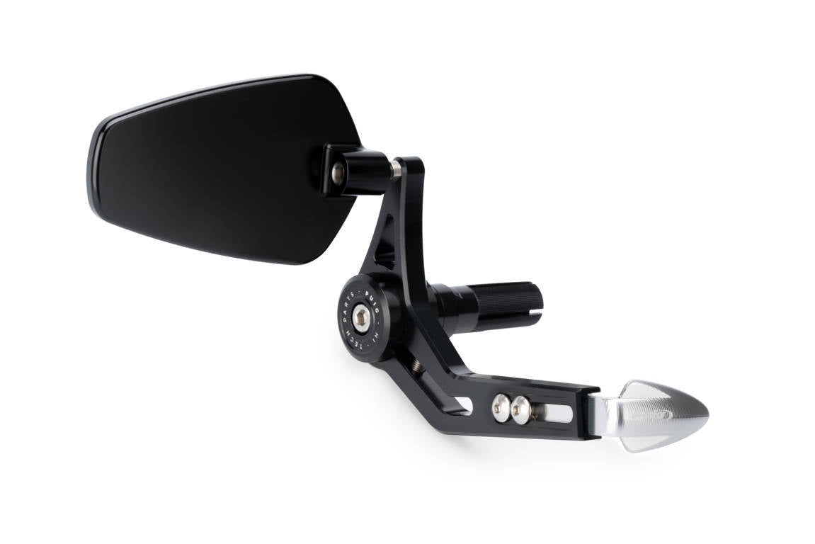 Puig Pro Brake Lever Protector with Mirror | Black/Silver - Shop name