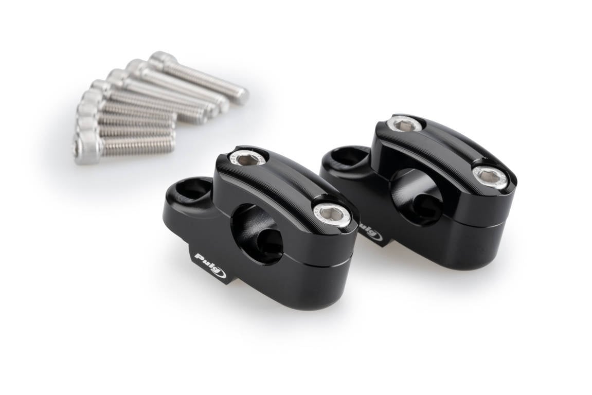 Puig Pullback Handlebar Risers - 25mm Rise / 16mm Back | Black | Yamaha XSR 125 2021>Current - Shop name