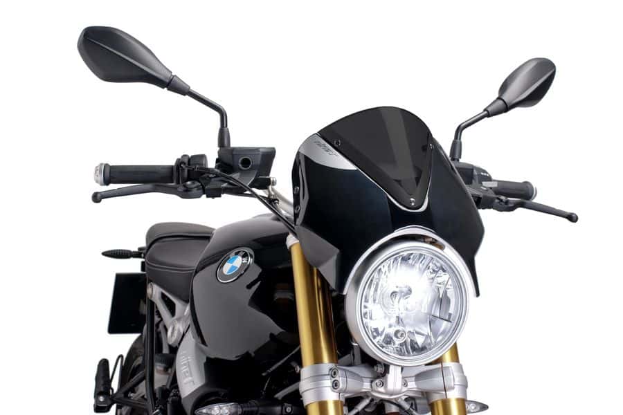 Puig Retrovision Nose Fairing | Black with Dark Smoke Screen | BMW R n