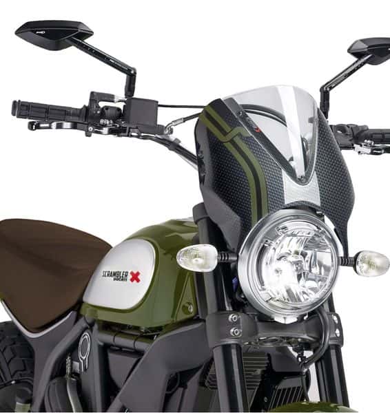 Puig Retrovision Nose Fairing | Carbon Look with Clear Screen | Ducati Scrambler Classic 2015>2018 - Shop name