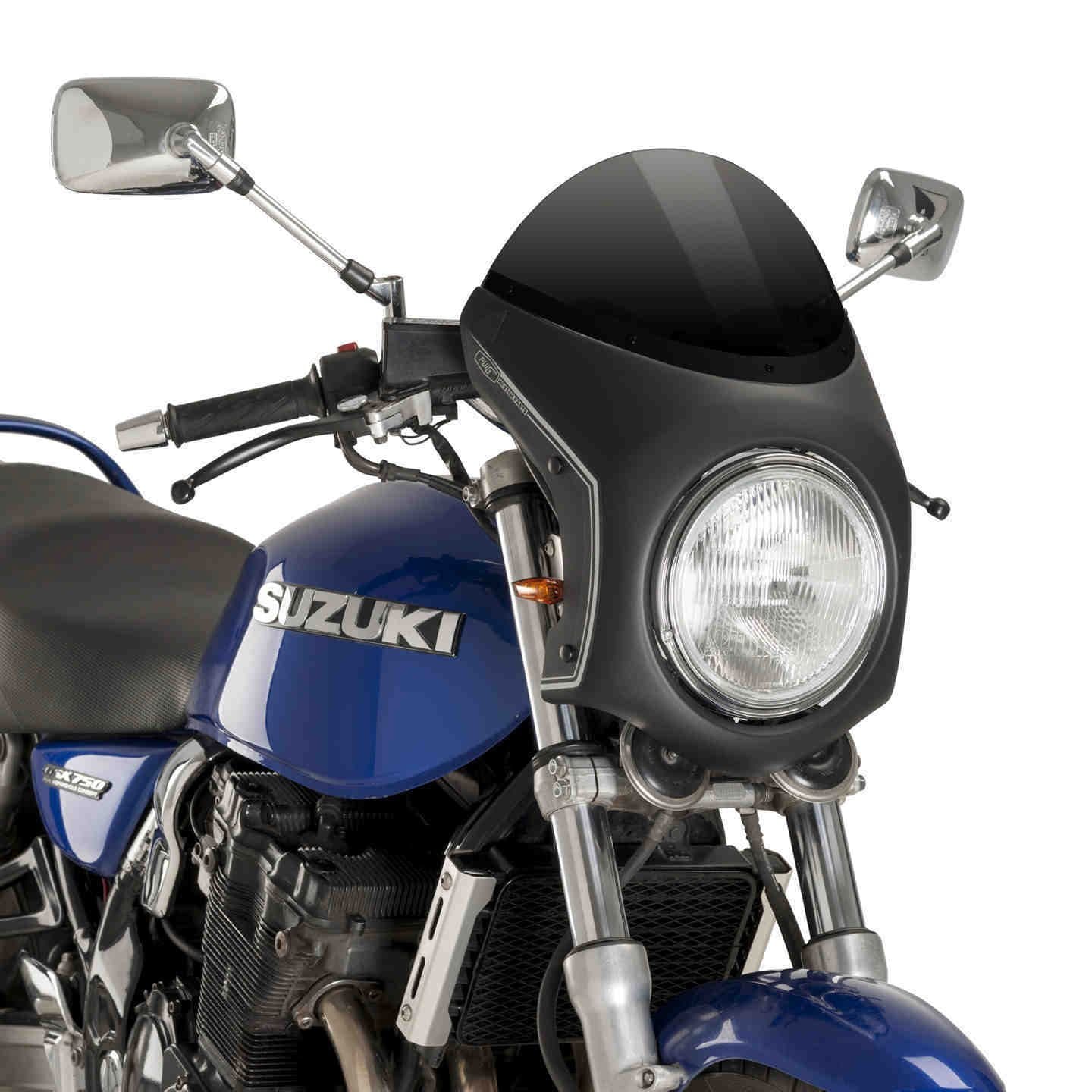 Puig Retrovision Semi Fairing | Black with Black (Opaque) Screen | Triumph Speed Twin 900 2023>2024 - Shop name