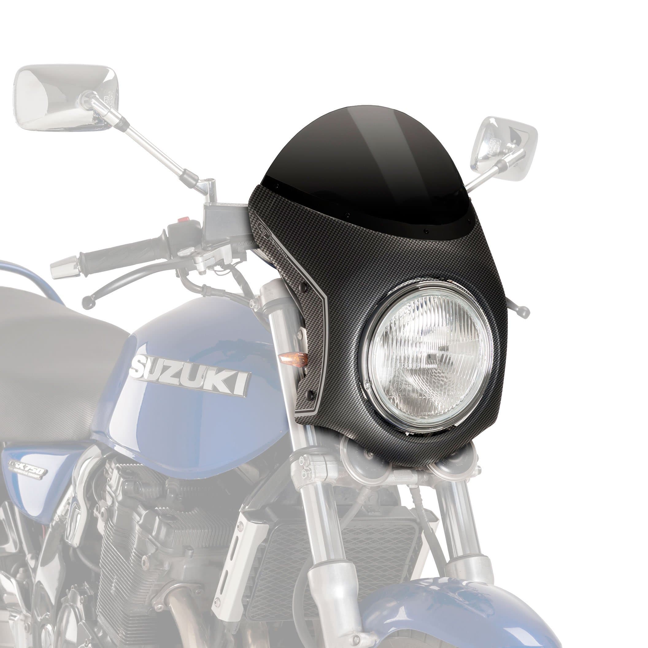 Puig Retrovision Semi Fairing | Carbon Look with Black Screen | Triumph Speed Twin 900 2023>2024 - Shop name