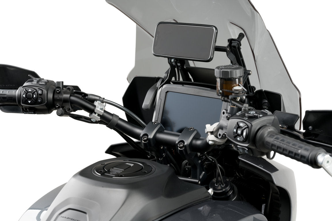 Puig Screen Support with Mounting Bar | Black | Harley Davidson Pan America RA1250 2021>2023 - Shop name