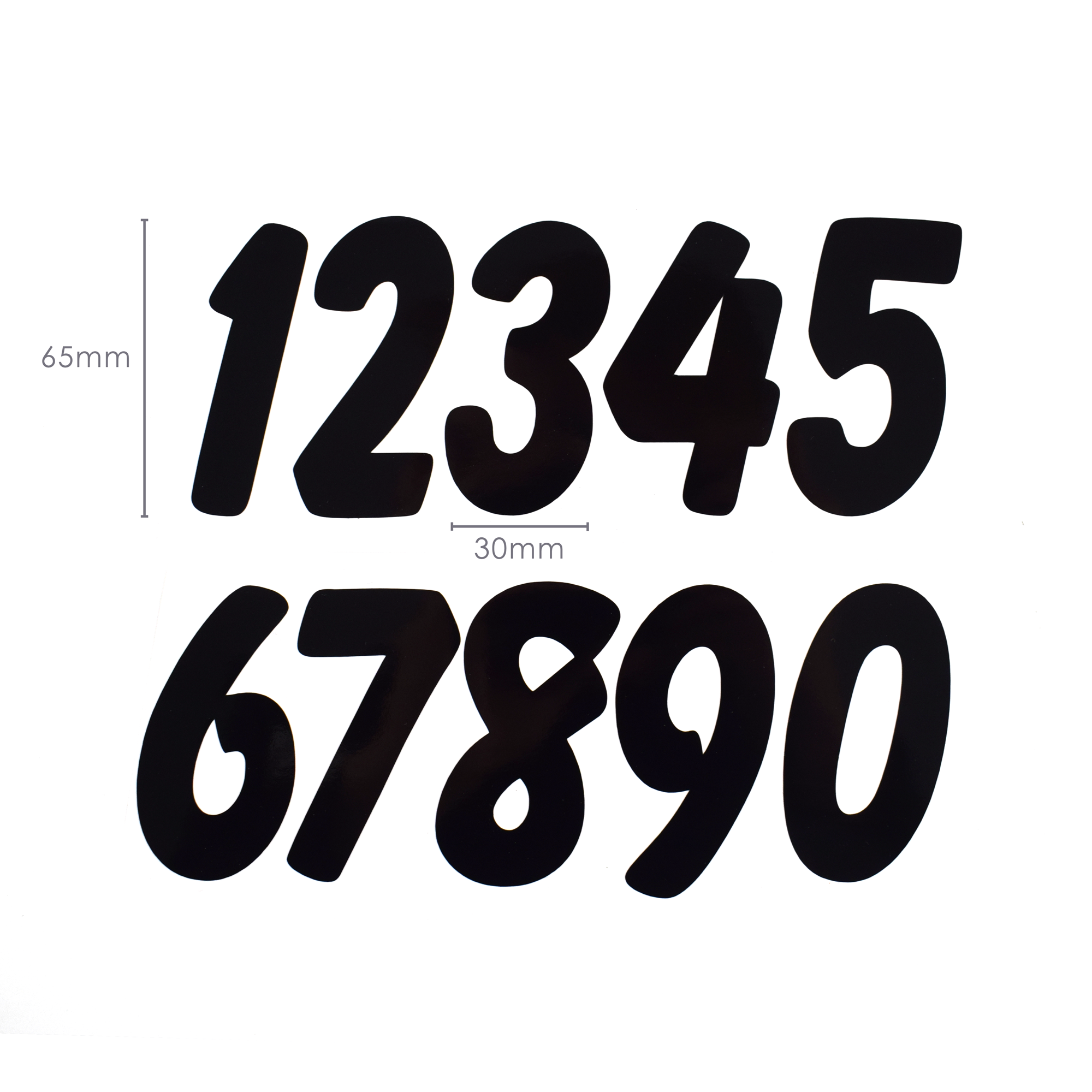 Pyramid Decals | Racing Numbers Set 0-9 | 2D Black - Shop name