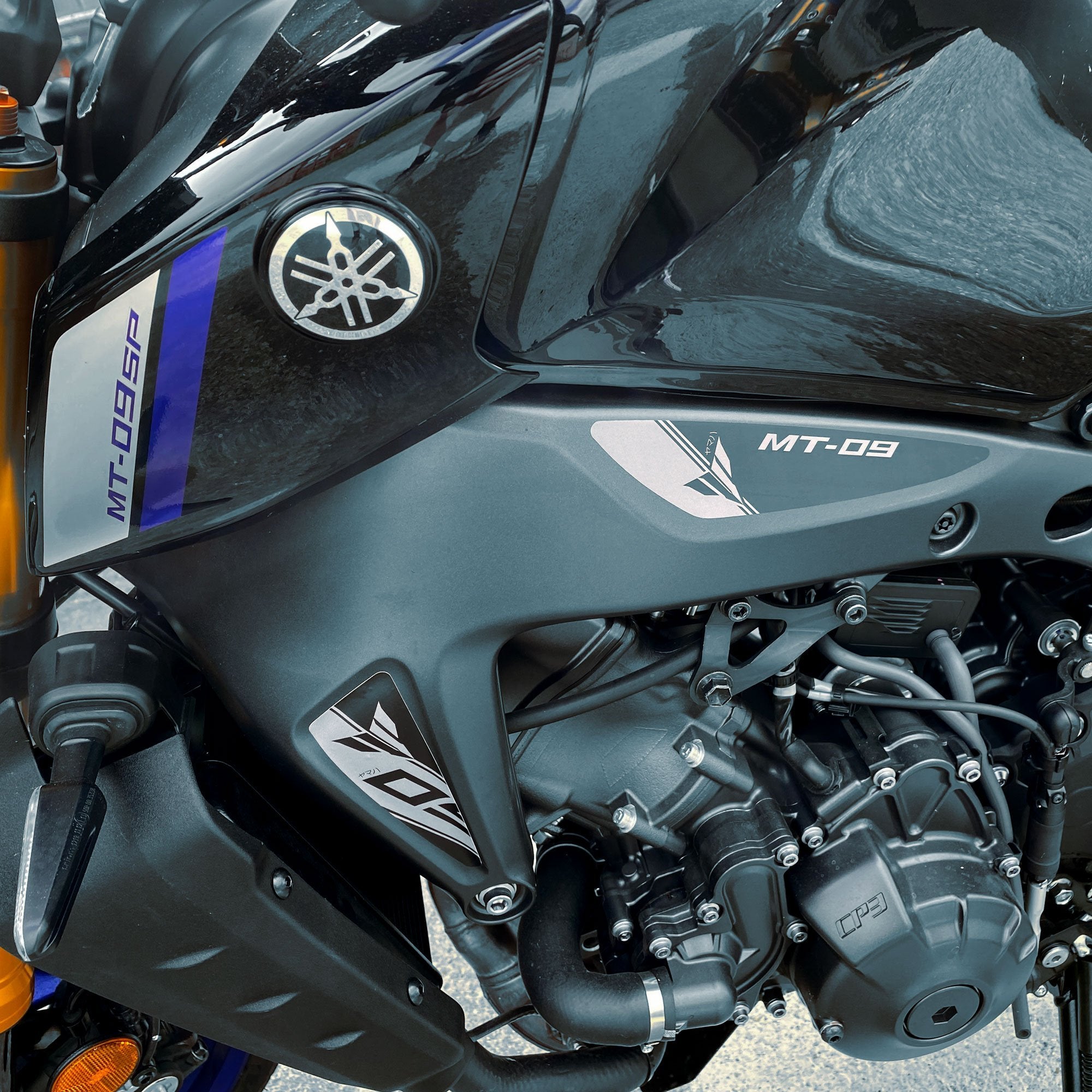 Pyramid Decals (Set of 6) | Black & Grey | Yamaha MT-09 SP 2021>2023 - Shop name