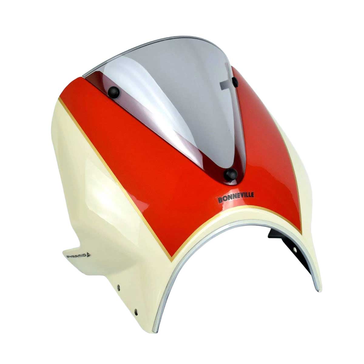 Pyramid Fly Screen | New England White & Intense Orange | Triumph Bonneville T100 2016>Current - Pyramid Motorcycle Accessories