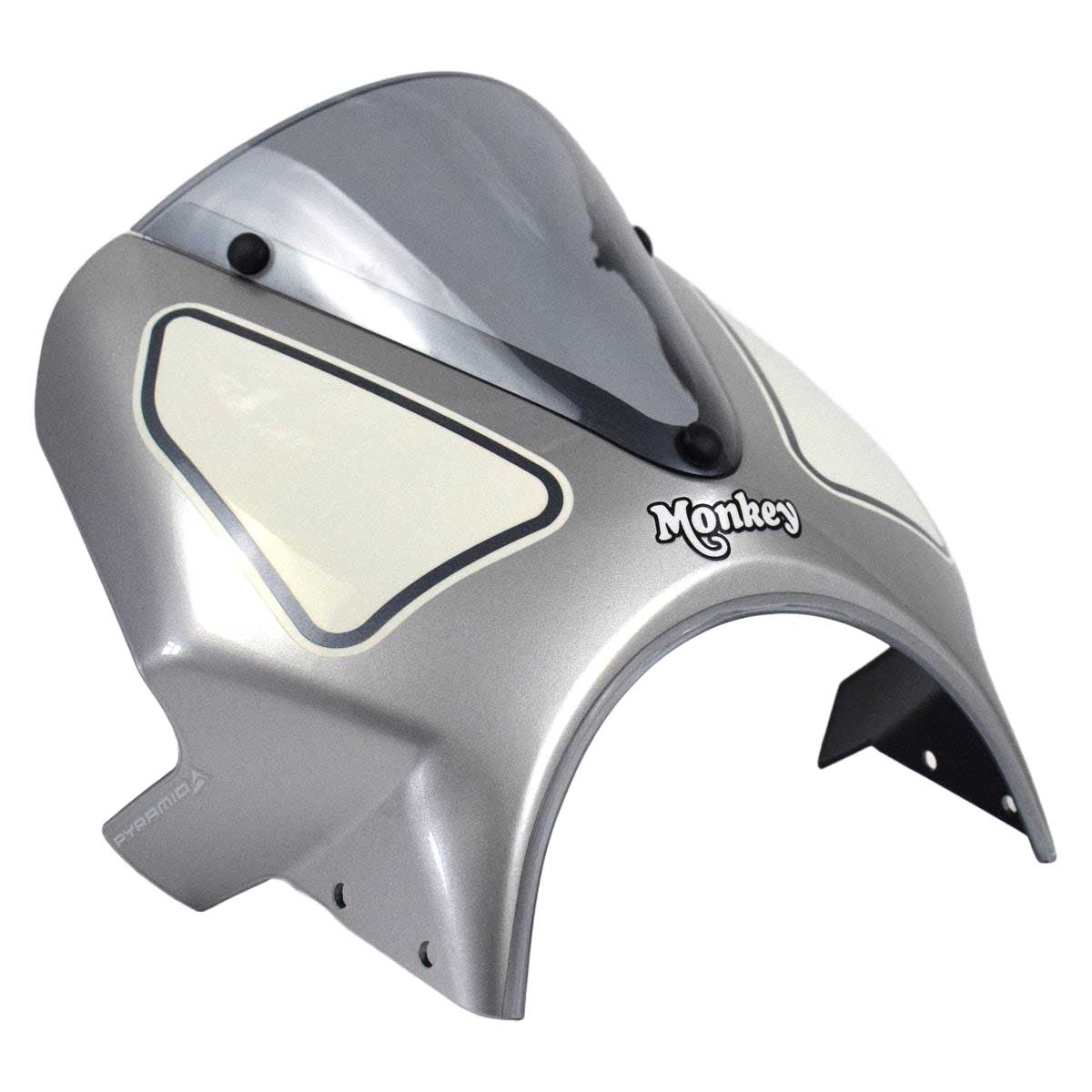 Pyramid Fly Screen | Silver/White | Honda Monkey 125 2022>Current - Pyramid Motorcycle Accessories