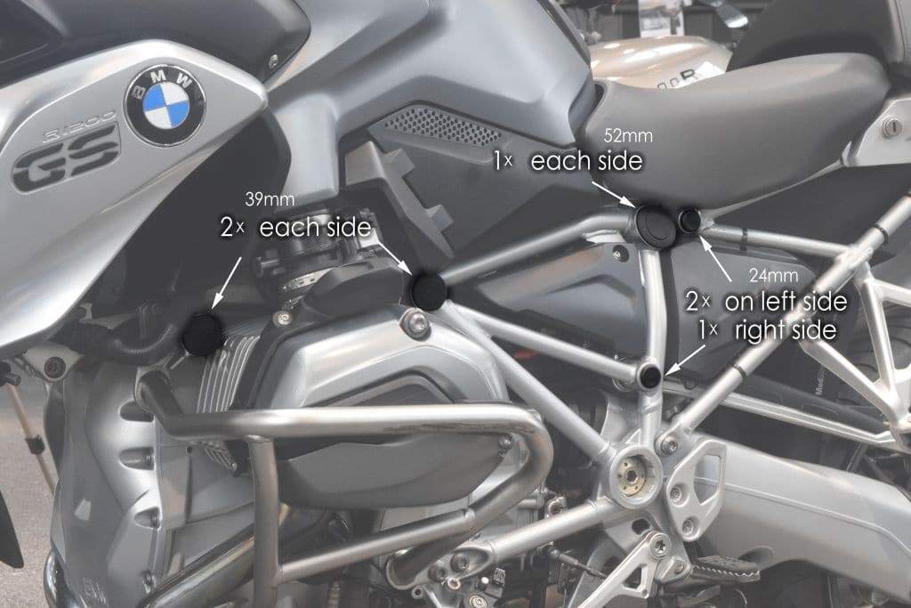 Pyramid Frame End Caps | Matte Black | BMW R 1200 GS Rallye/Exc 2017>2018 - Shop name
