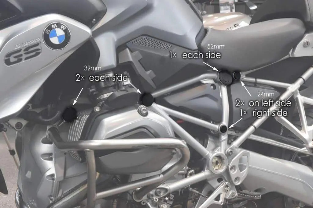 Pyramid Frame End Caps | Matte Black | BMW R 1250 GS 2019>2024 - Shop name