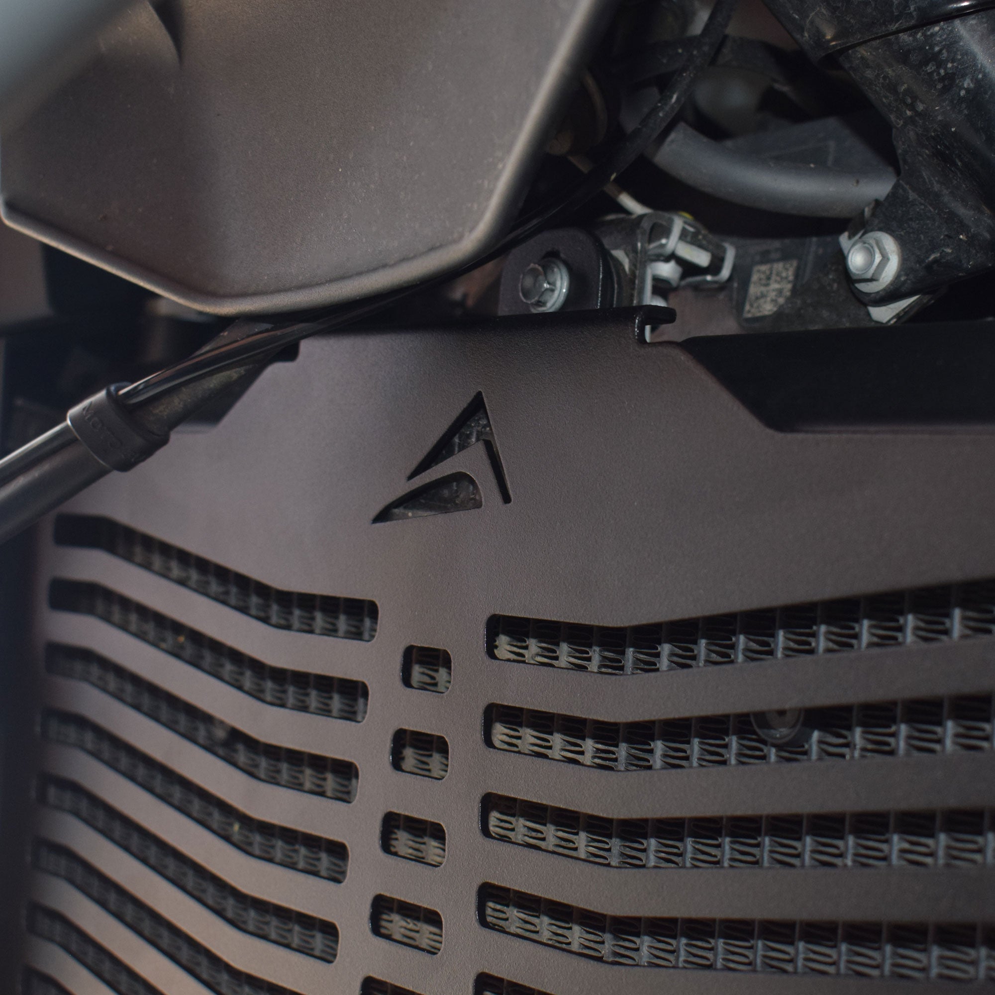 Pyramid Radiator Guard | Matte Black | Moto Guzzi Stelvio 2023>Current -  Shop name