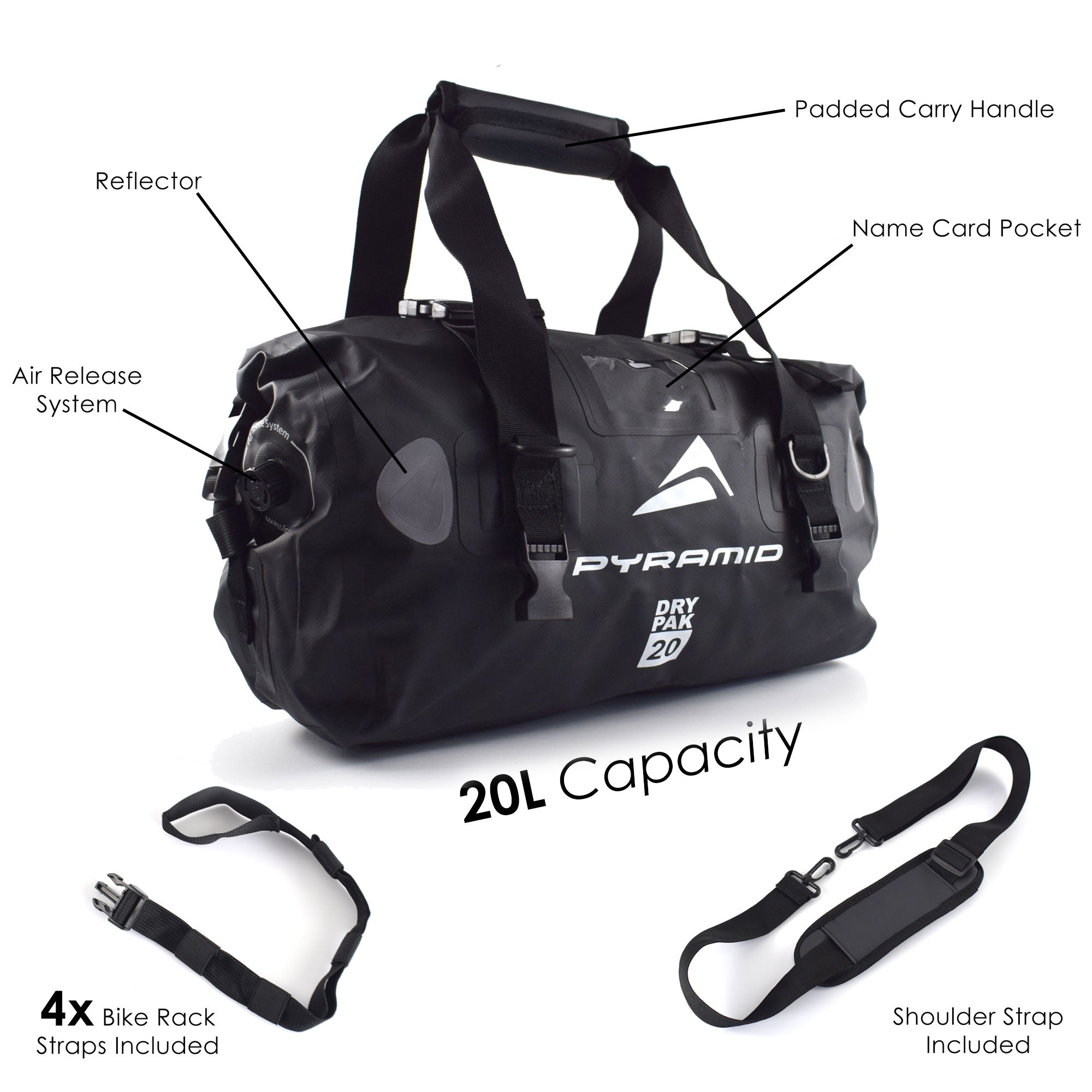 Pyramid Waterproof 20L Motorcycle Duffle Bag | Black -  Shop name