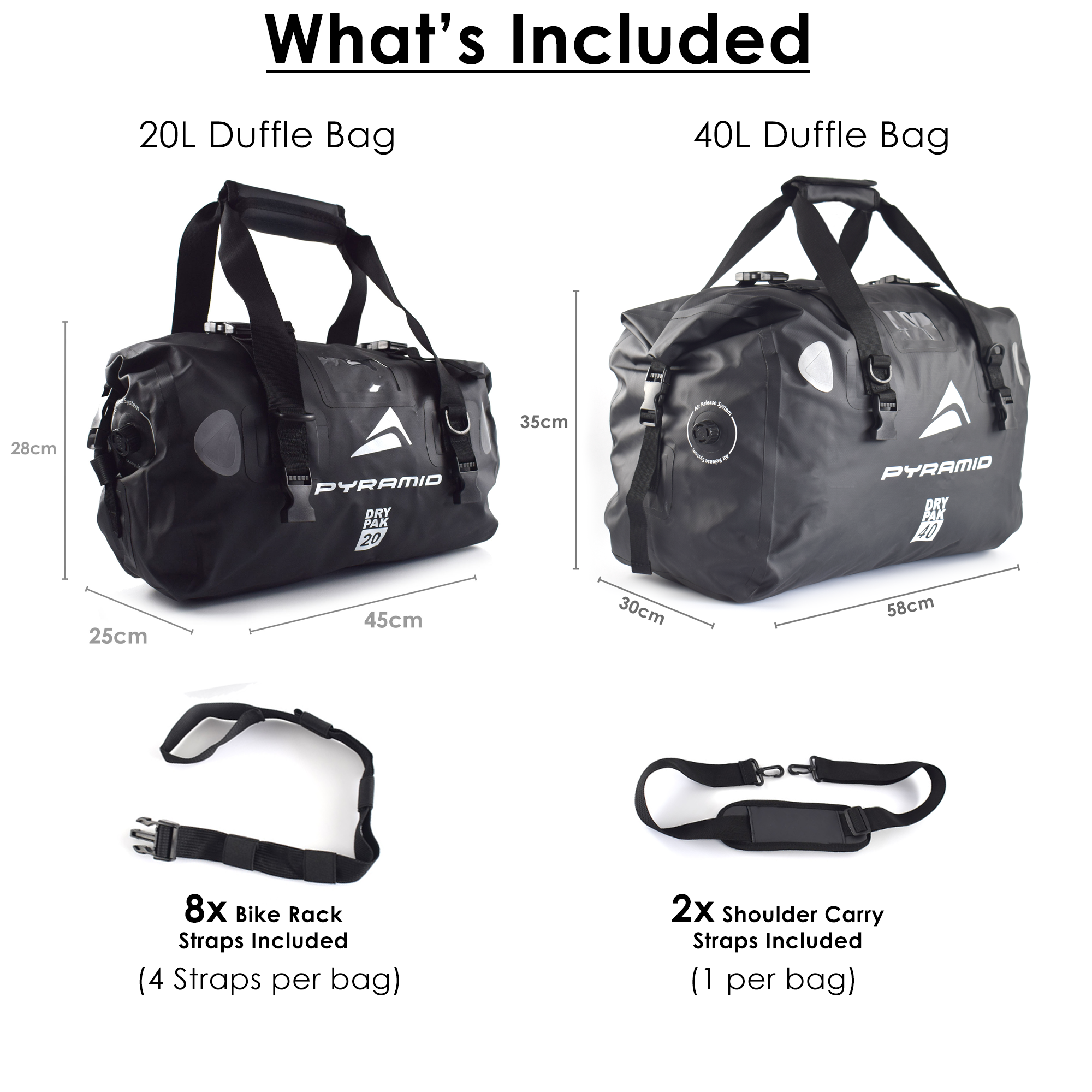 Pyramid Waterproof Motorcycle Duffle Bag Bundle | Grey | 20L + 40L -  Shop name