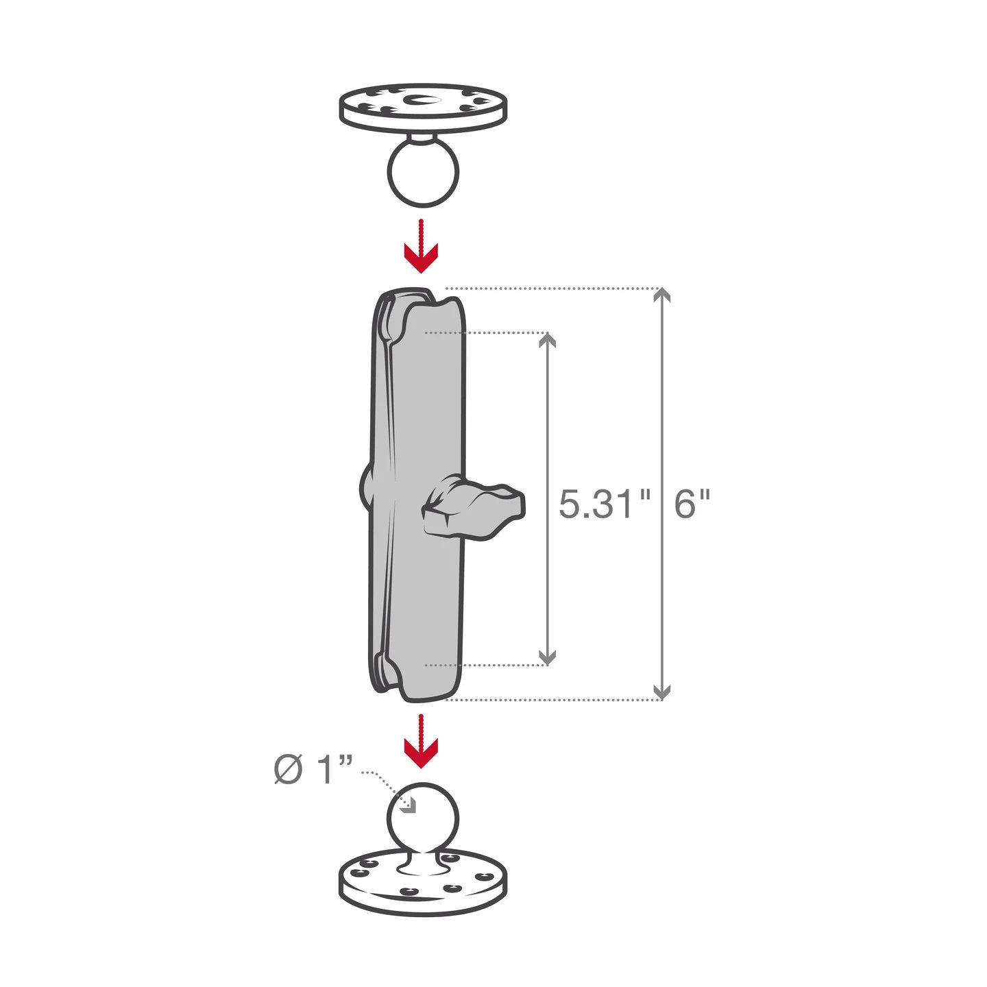 RAM® Double Socket Arm - B Size Long - Shop name