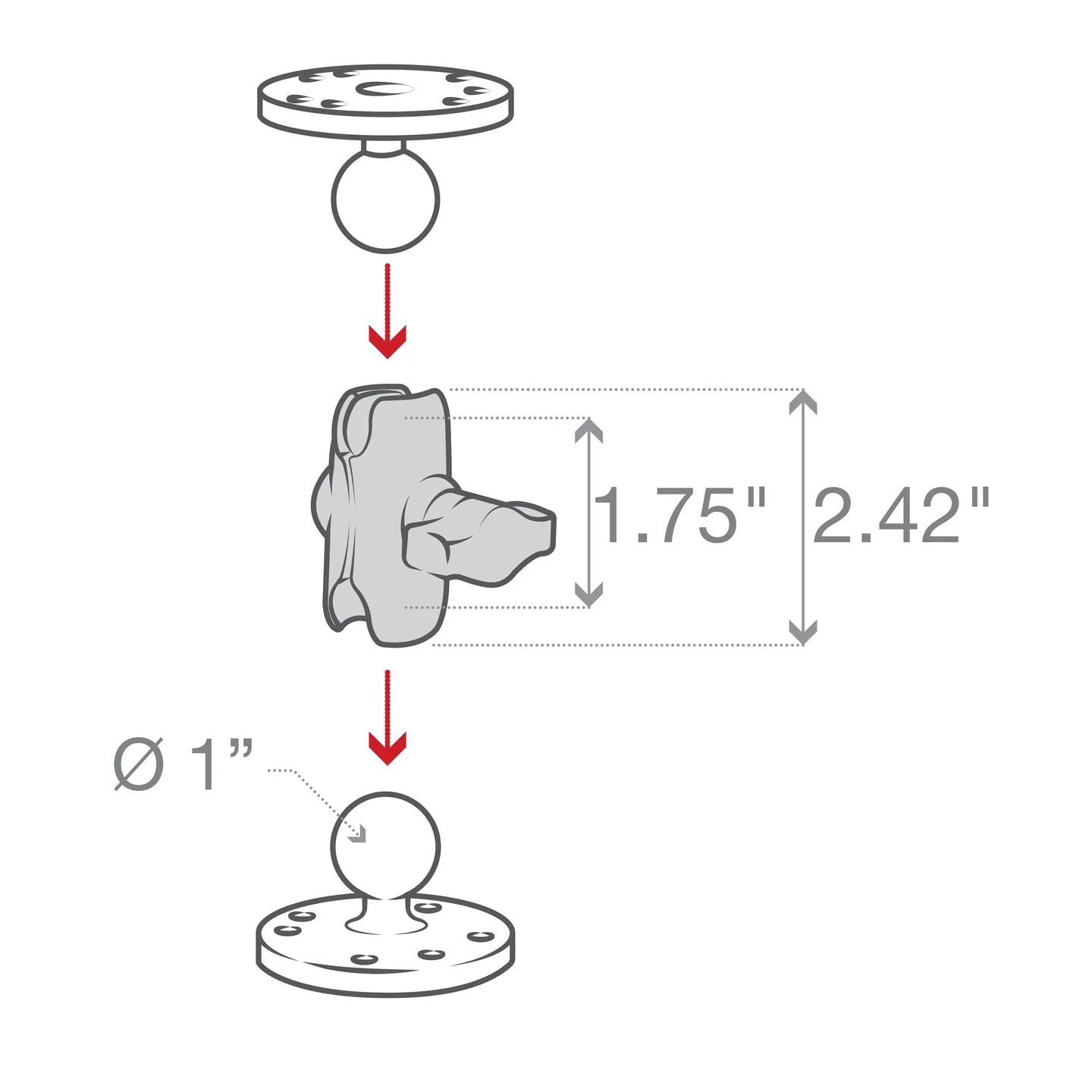 RAM® Double Socket Arm - B Size Short - Shop name