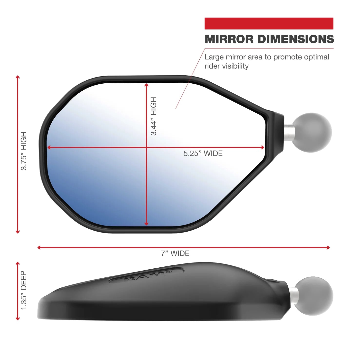 RAM® Tough-Mirror™ Kit with M10-1.25 Bases - Long Arm - Shop name