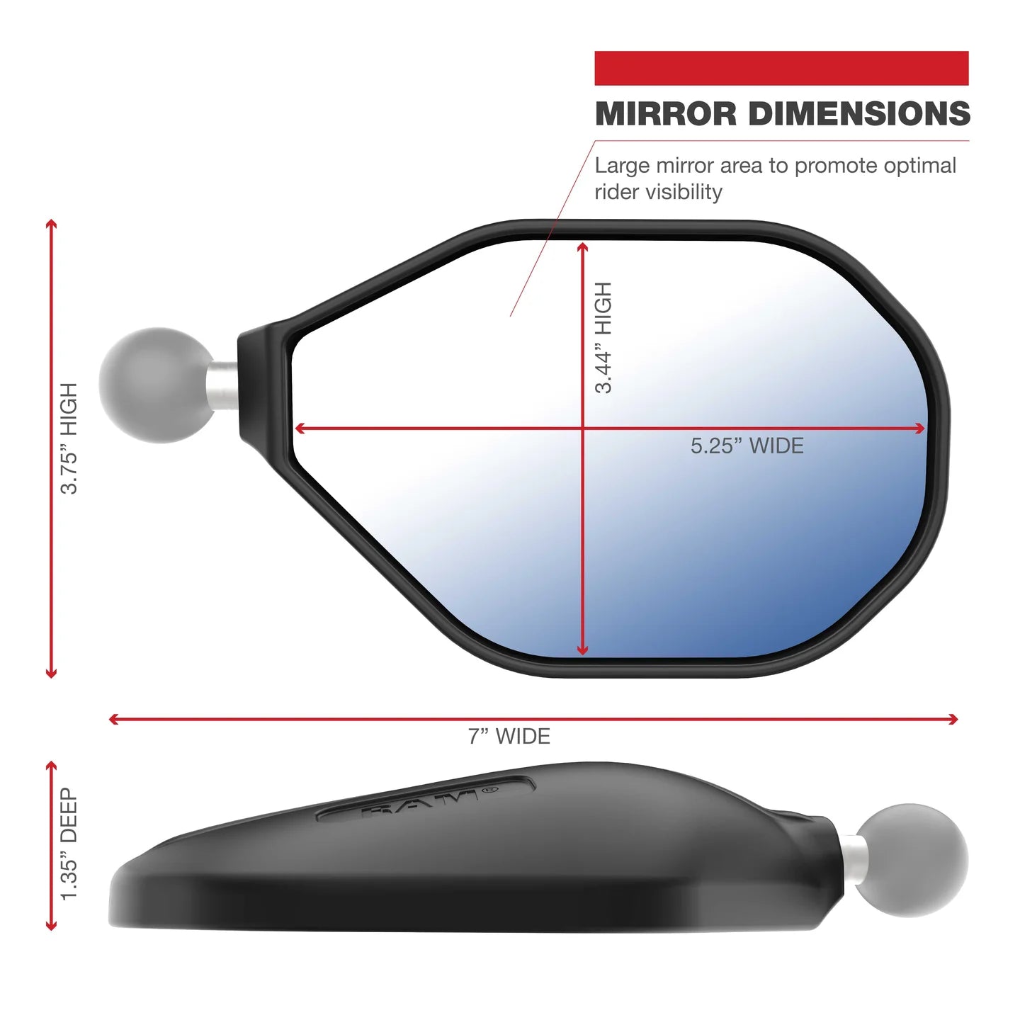 RAM® Tough-Mirror™ Right Mirror without Ball - Shop name