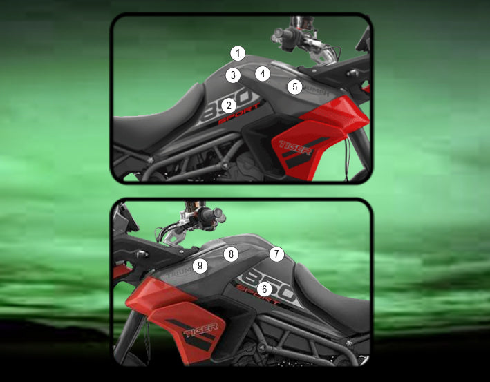 Eazi-Grip Tank Paint Protection Kit | Clear - Gloss | Triumph Tiger 850 Sport 2021>Current