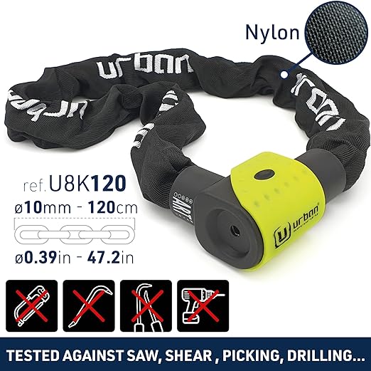 Urban Security 10K120 120cm Motorcycle Chain + Integrated Lock - Security Level 15 - Shop name