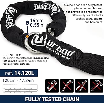 Urban Security 14.120L 120cm Motorcycle Loop Chain - Security Level 18 - Shop name